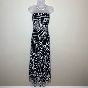 WHBM Black and White Strapless Maxi Dress